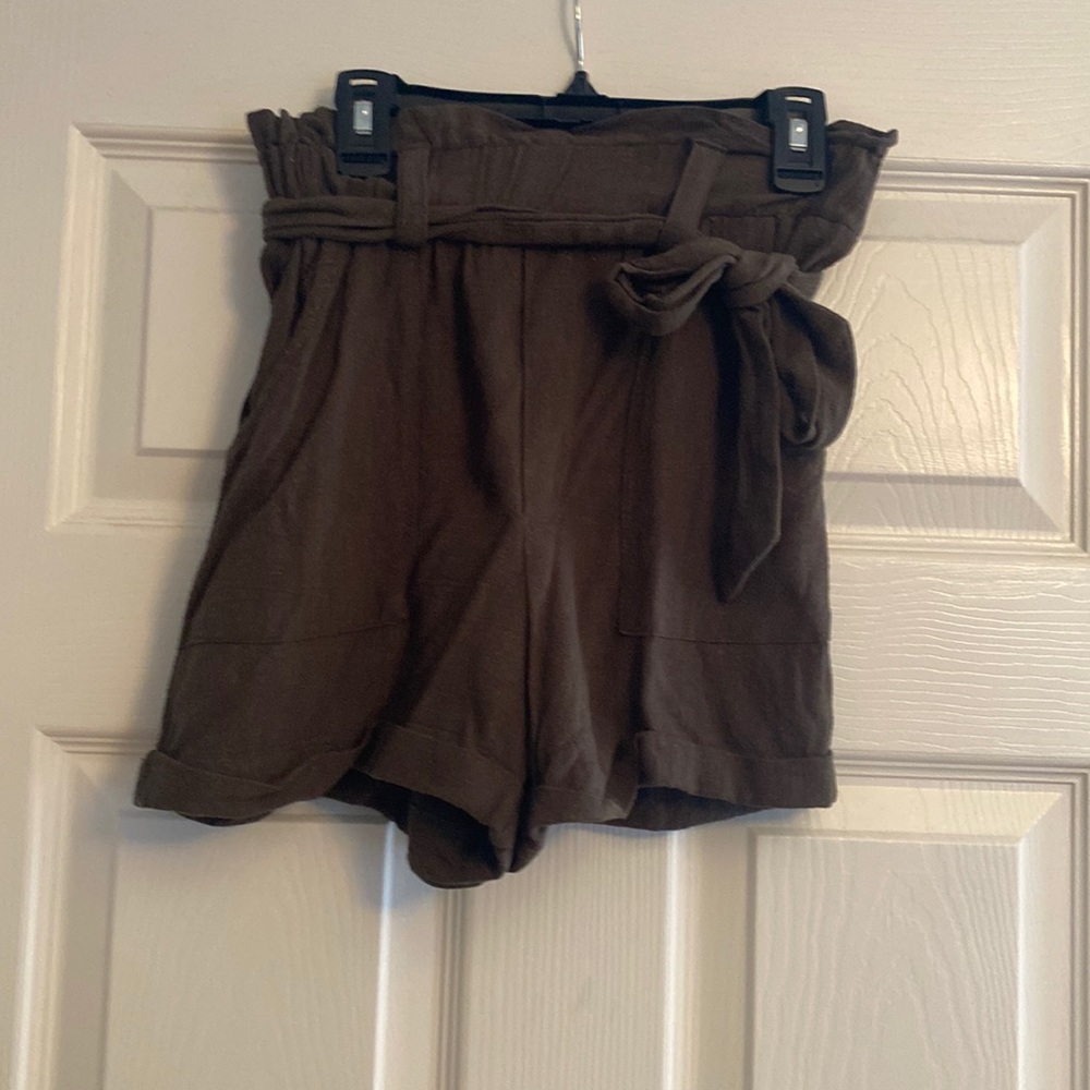 green flowy shorts